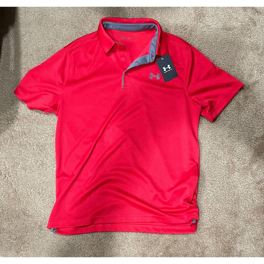 Under Armour Sports Polo Golf Tennis Red Men's Large New